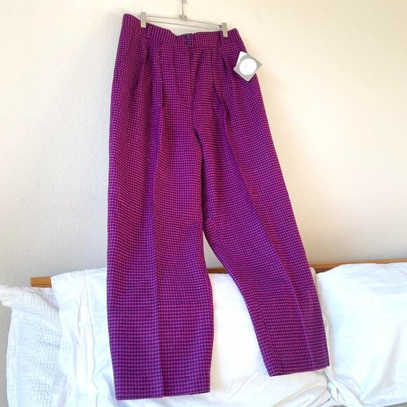 80s Vintage Christian Dior New with Tags Designer Wool Pants Purple - Picture 1 of 8